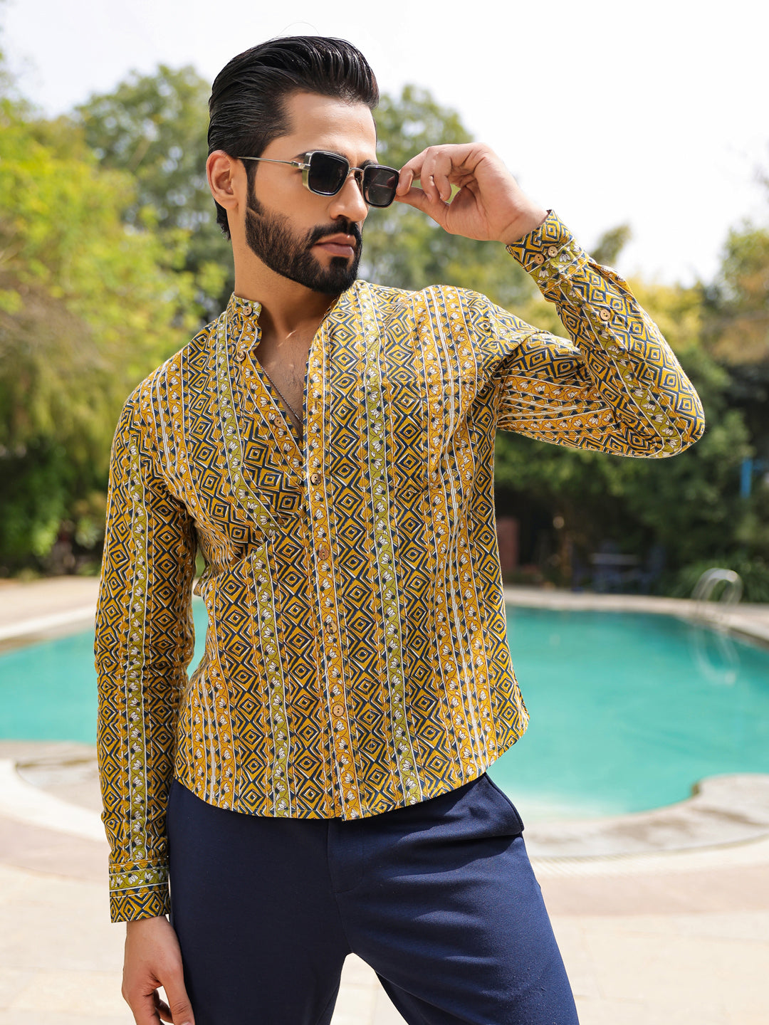 Men's  Pure Cotton Olive Casual Shirt