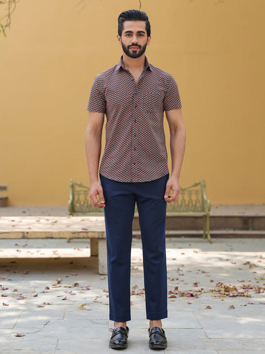 Men's  Pure Cotton Black Casual Shirt