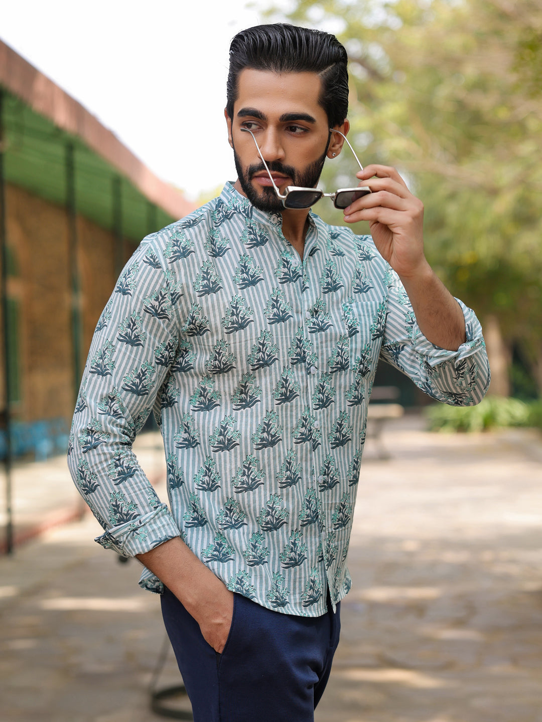 Men's Pure Cotton Off White Casual Shirt - SanskrutiHomes 