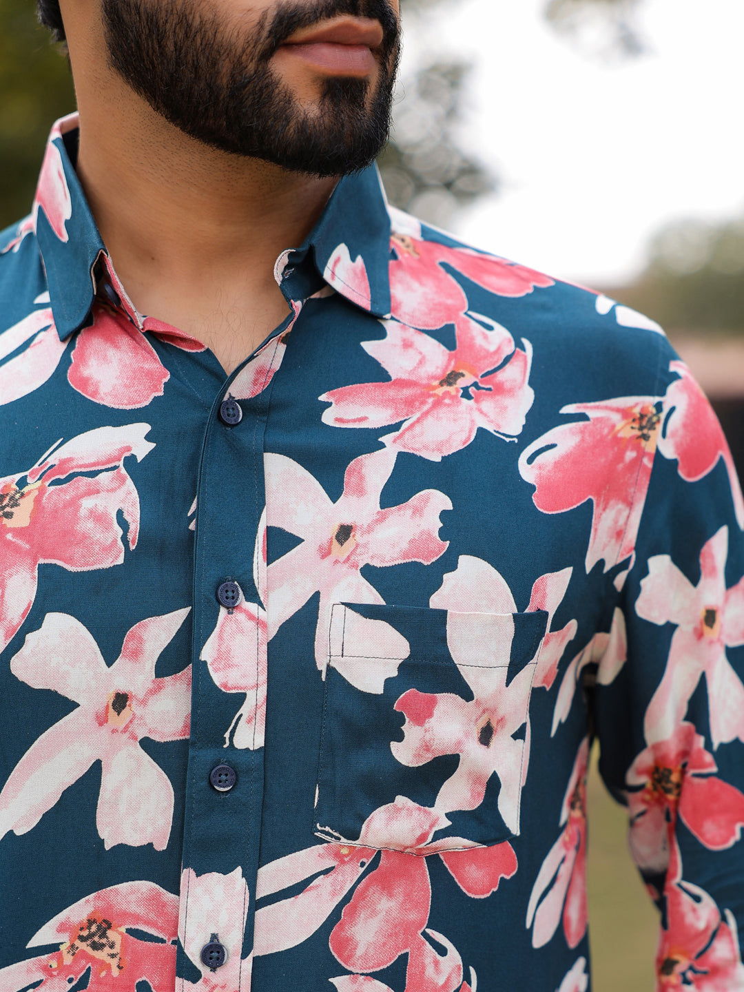 Men's Floral Print Pure Viscose Rayon Multi Colour Casual Shirt - SanskrutiHomes 