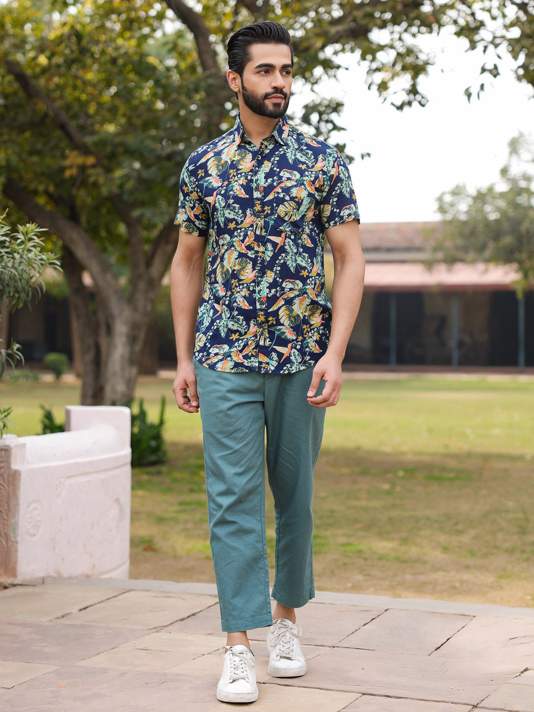 Men's Floral Print Pure Viscose Rayon Multi Colour Casual Shirt