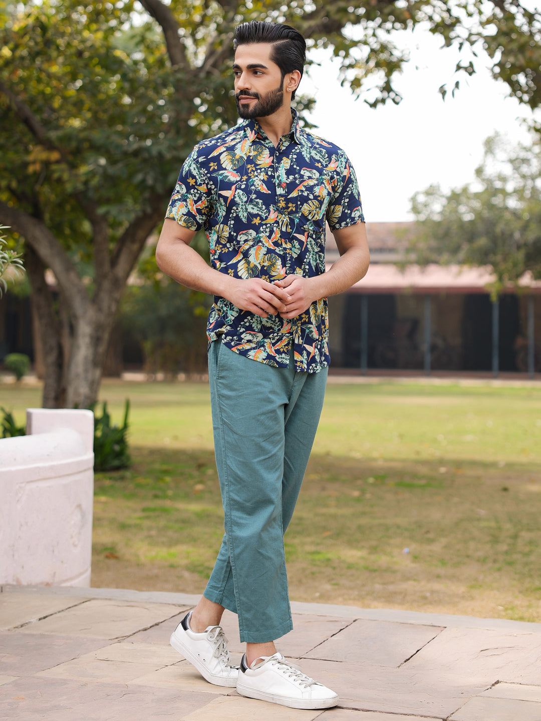 Men's Floral Print Pure Viscose Rayon Multi Colour Casual Shirt - SanskrutiHomes 