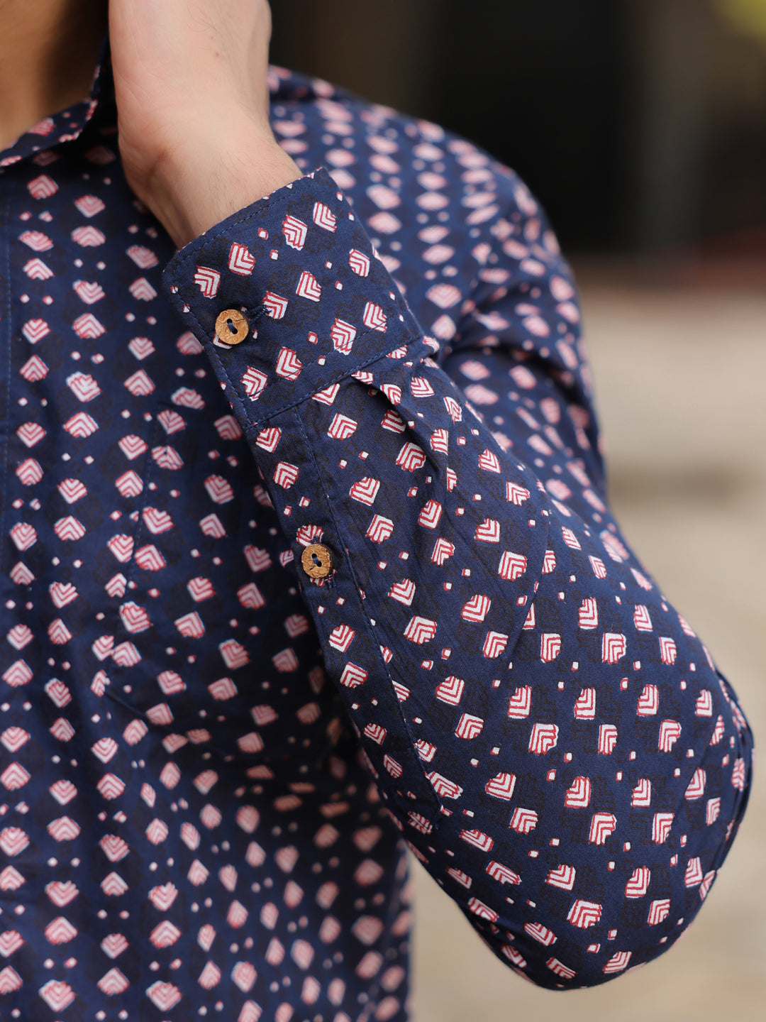 Men's Pure Cotton Navy Blue Casual Shirt