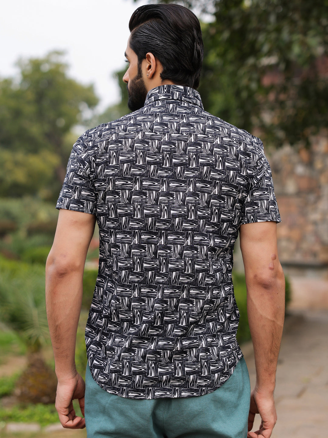 Men's  Pure Cotton Black Casual Shirt