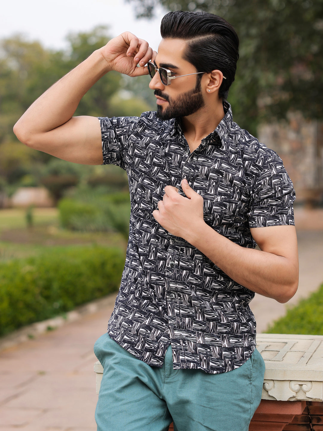 Men's  Pure Cotton Black Casual Shirt