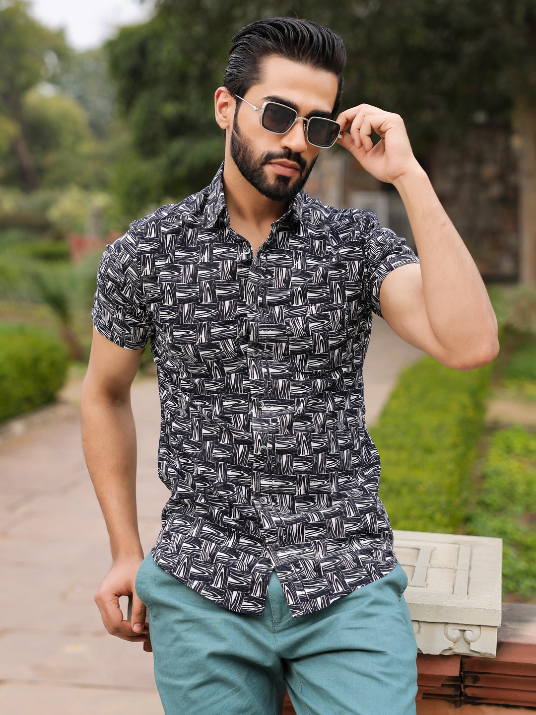 Men's  Pure Cotton Black Casual Shirt