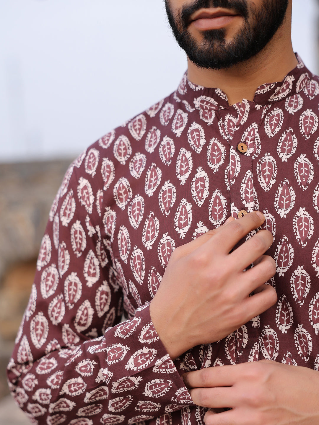 Men's Ethnic Motifs Pure Cotton Vine Printed Kurta