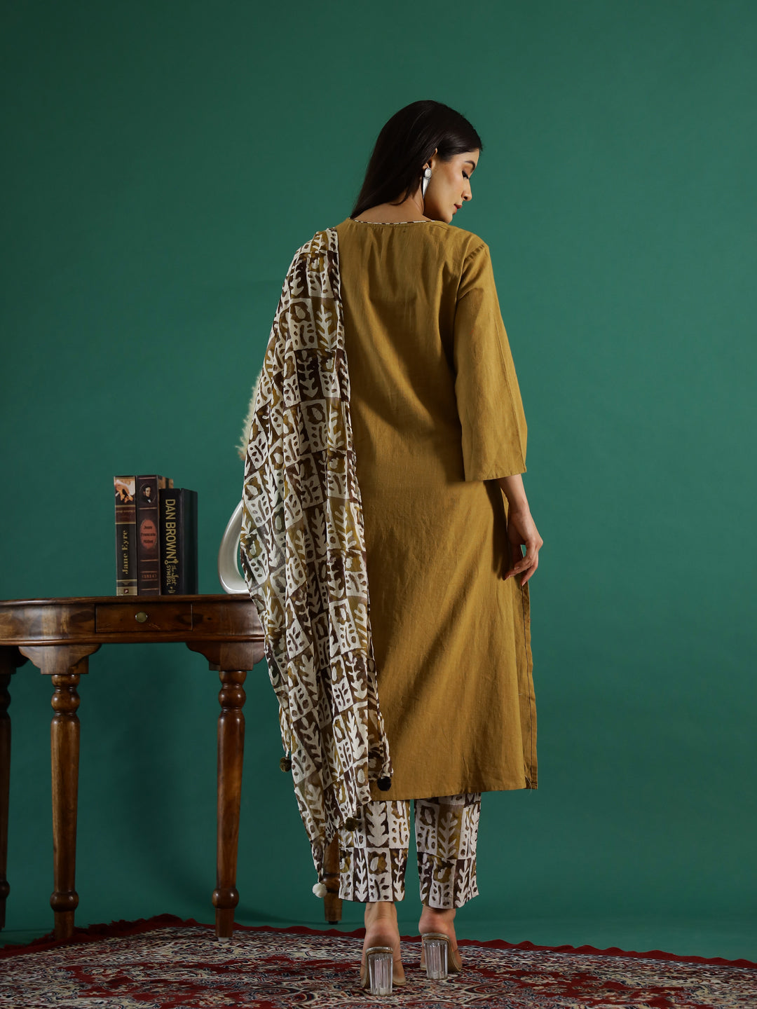 Musterd Printed Round  Neck Cotton Kurta Set for Women