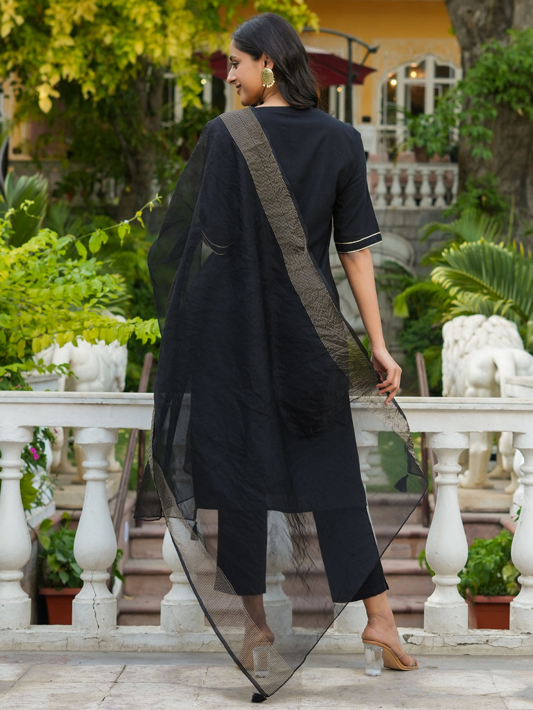 Women 3pcs Kurta Set With Orgenza Dupatta