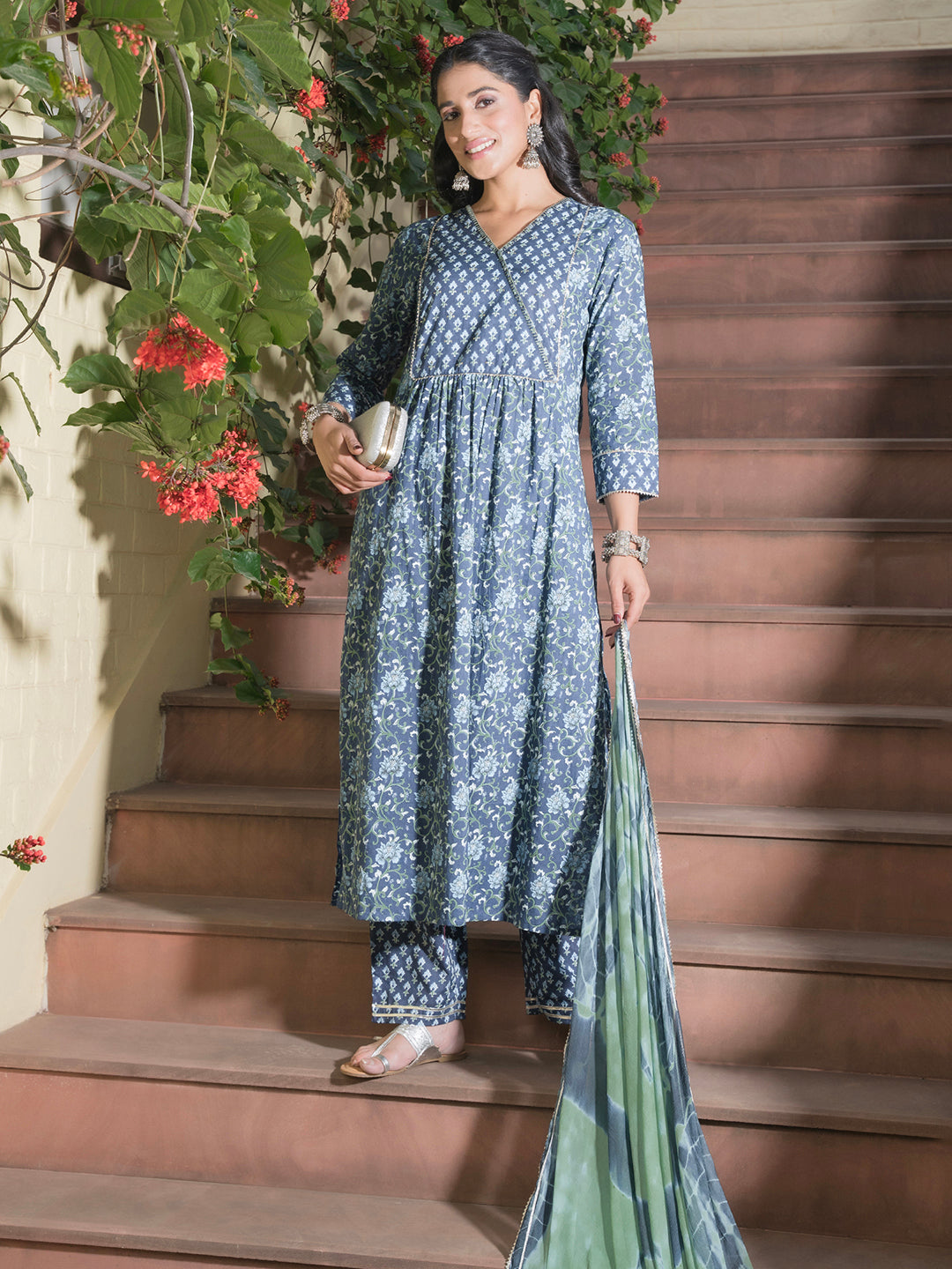 Floral Printed Cotton Kurta Set