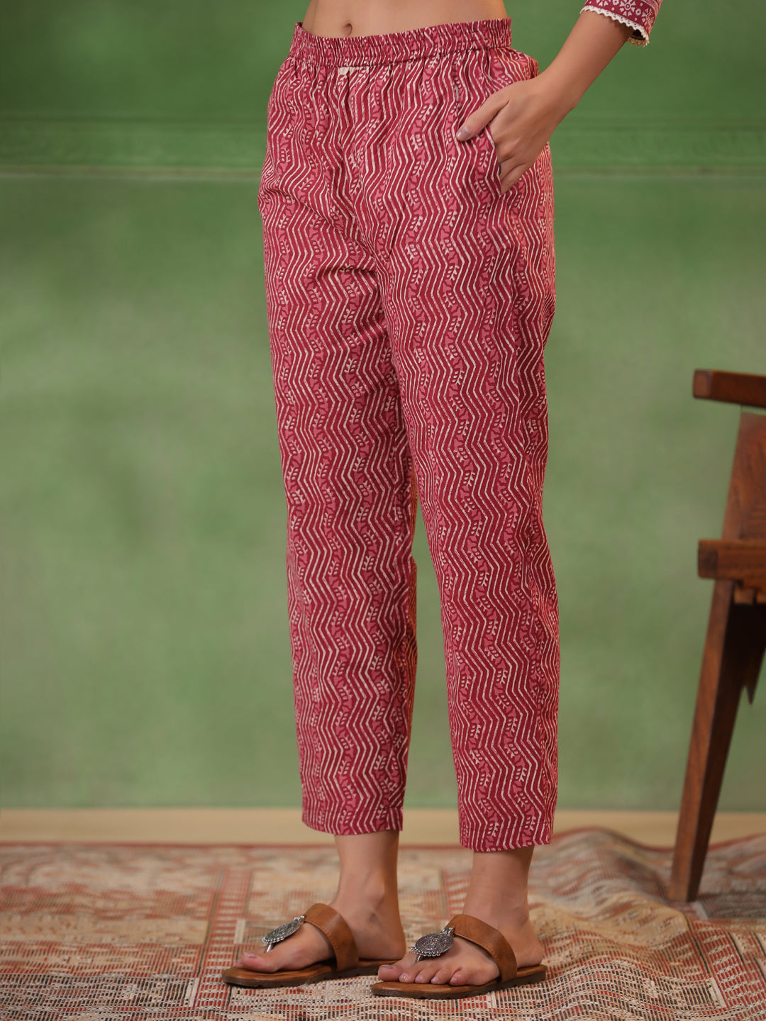 Red Floral Printed Kurta Set with Dupatta