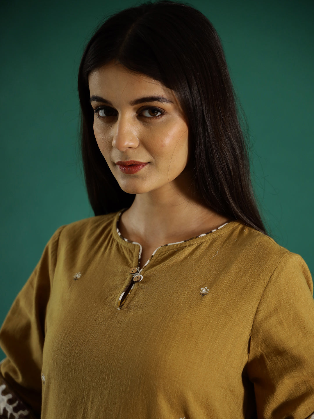 Musterd Printed Round  Neck Cotton Kurta Set For Women