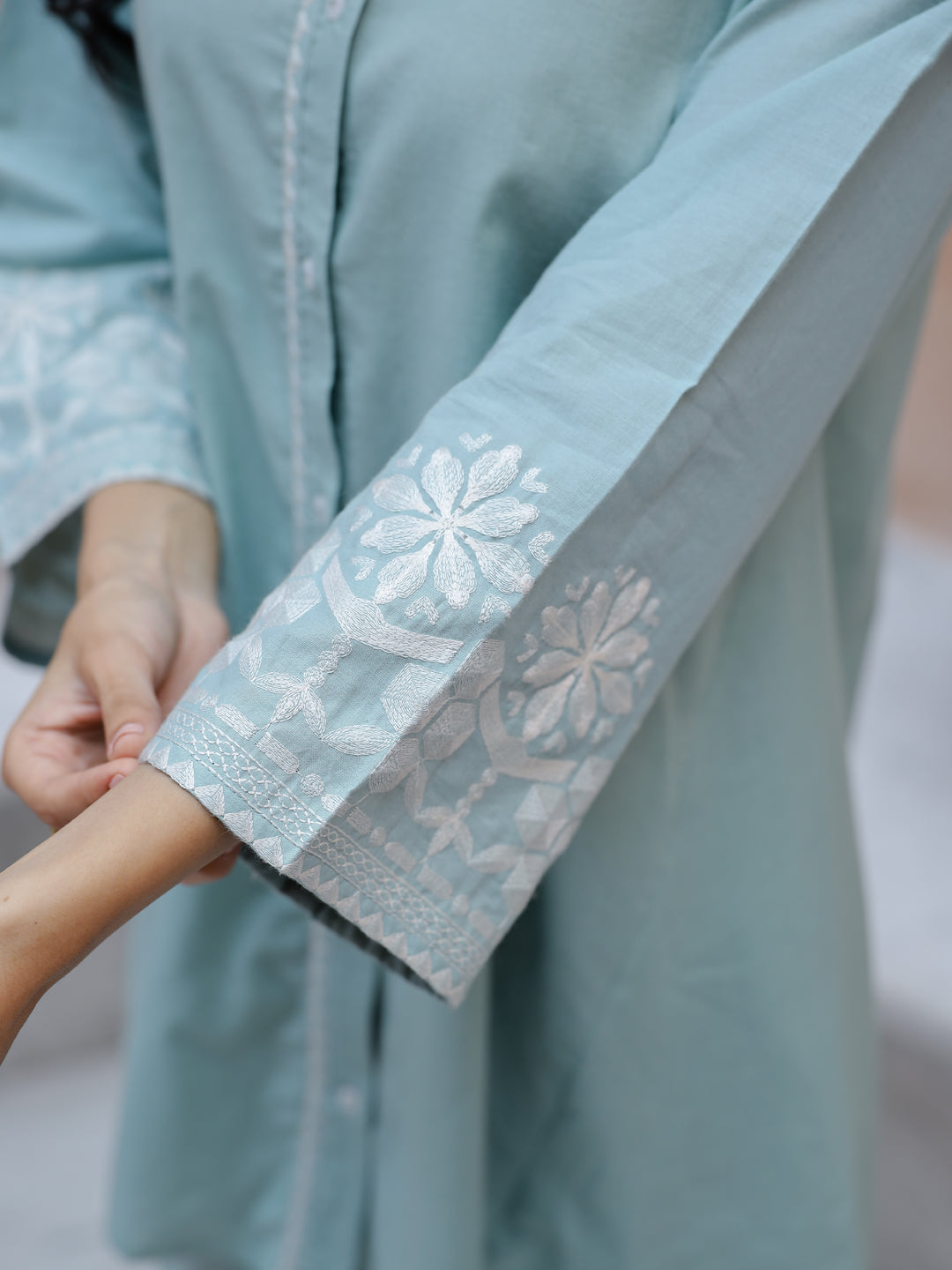 Blue Solid Print Cotton Co-Ord Set For Women