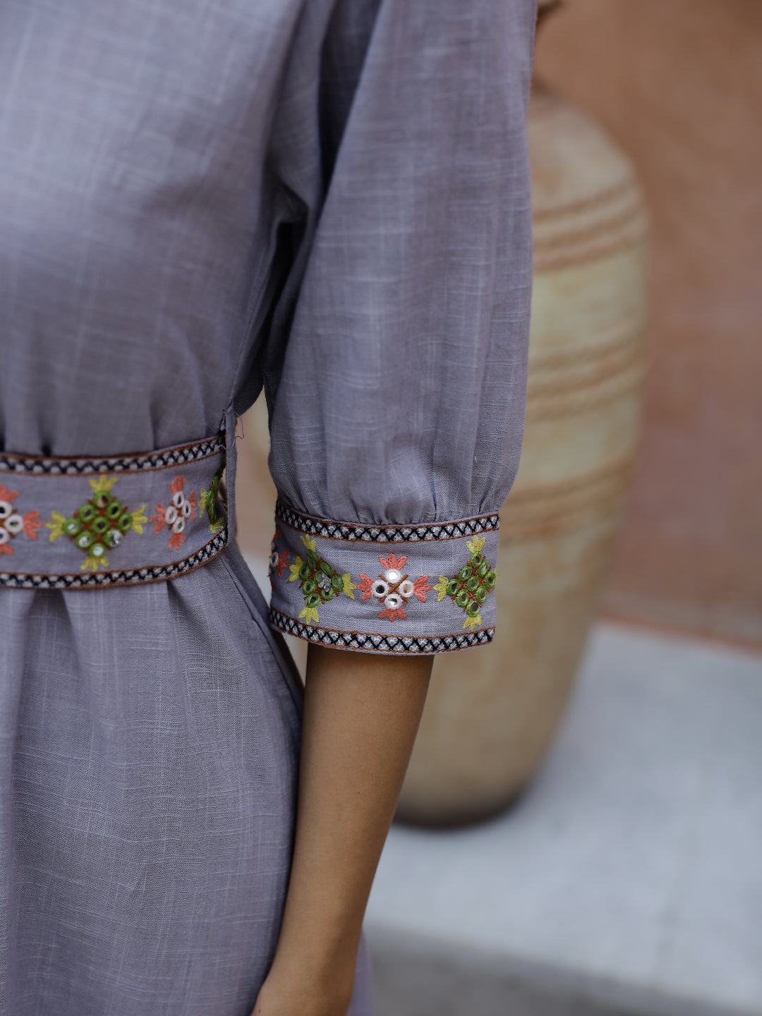 Solid Print Cotton Shirt Collar Dress