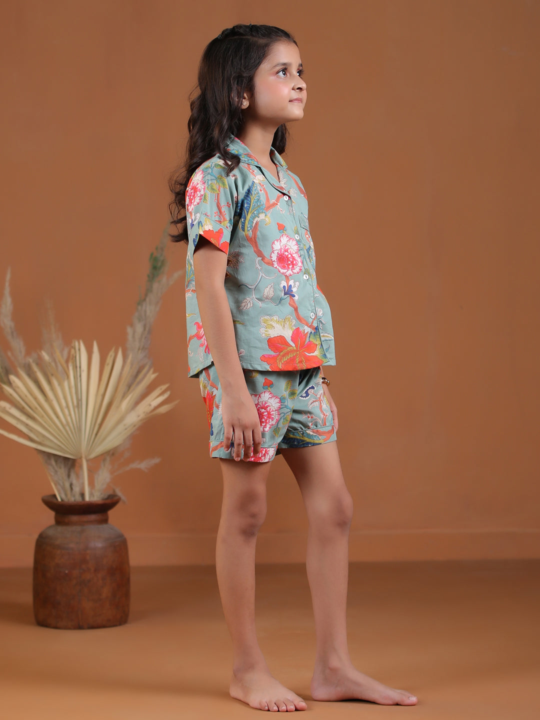 Flower Printed Kids Night Suit Set