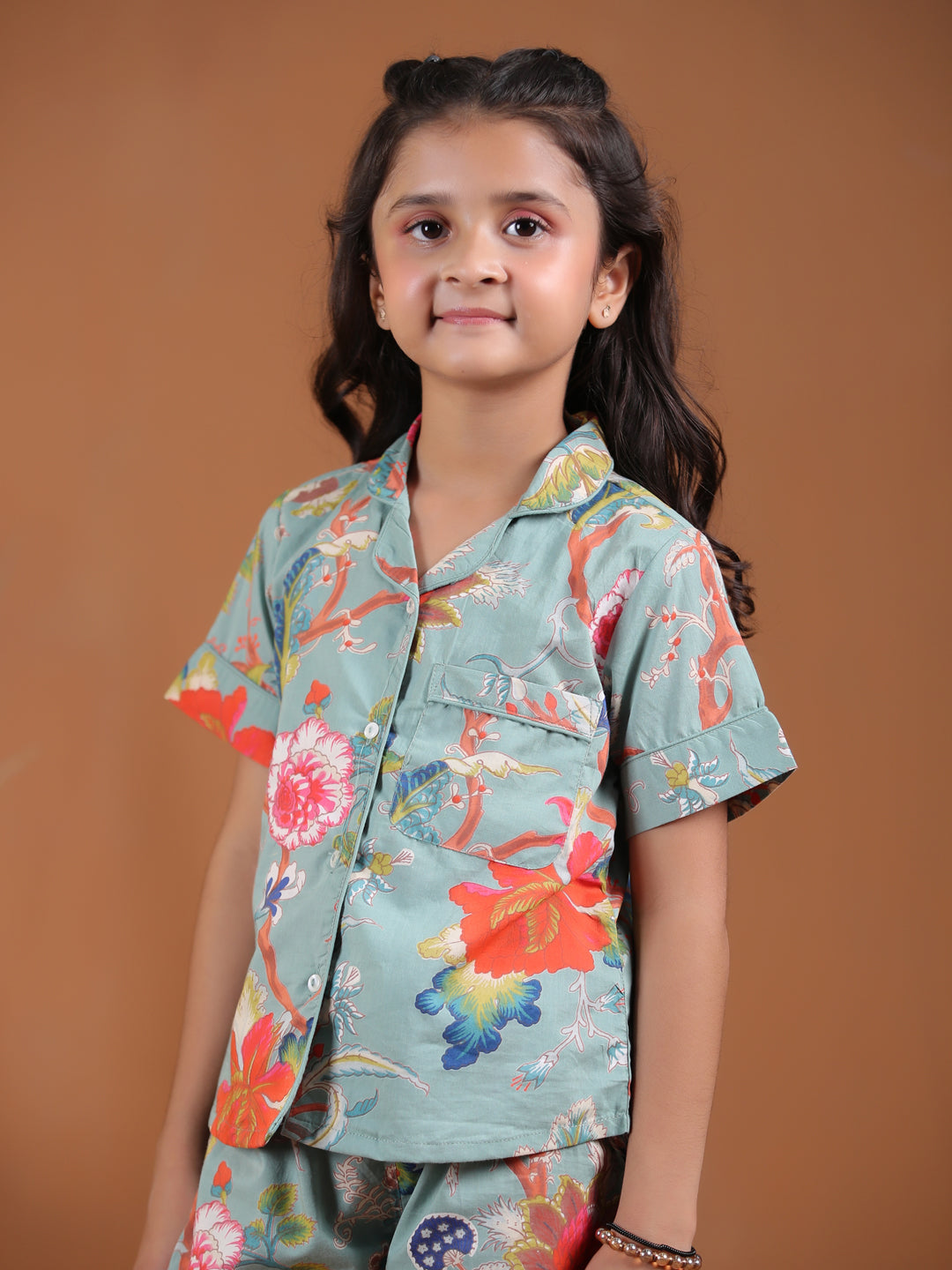 Flower Printed Kids Night Suit Set - SanskrutiHomes 