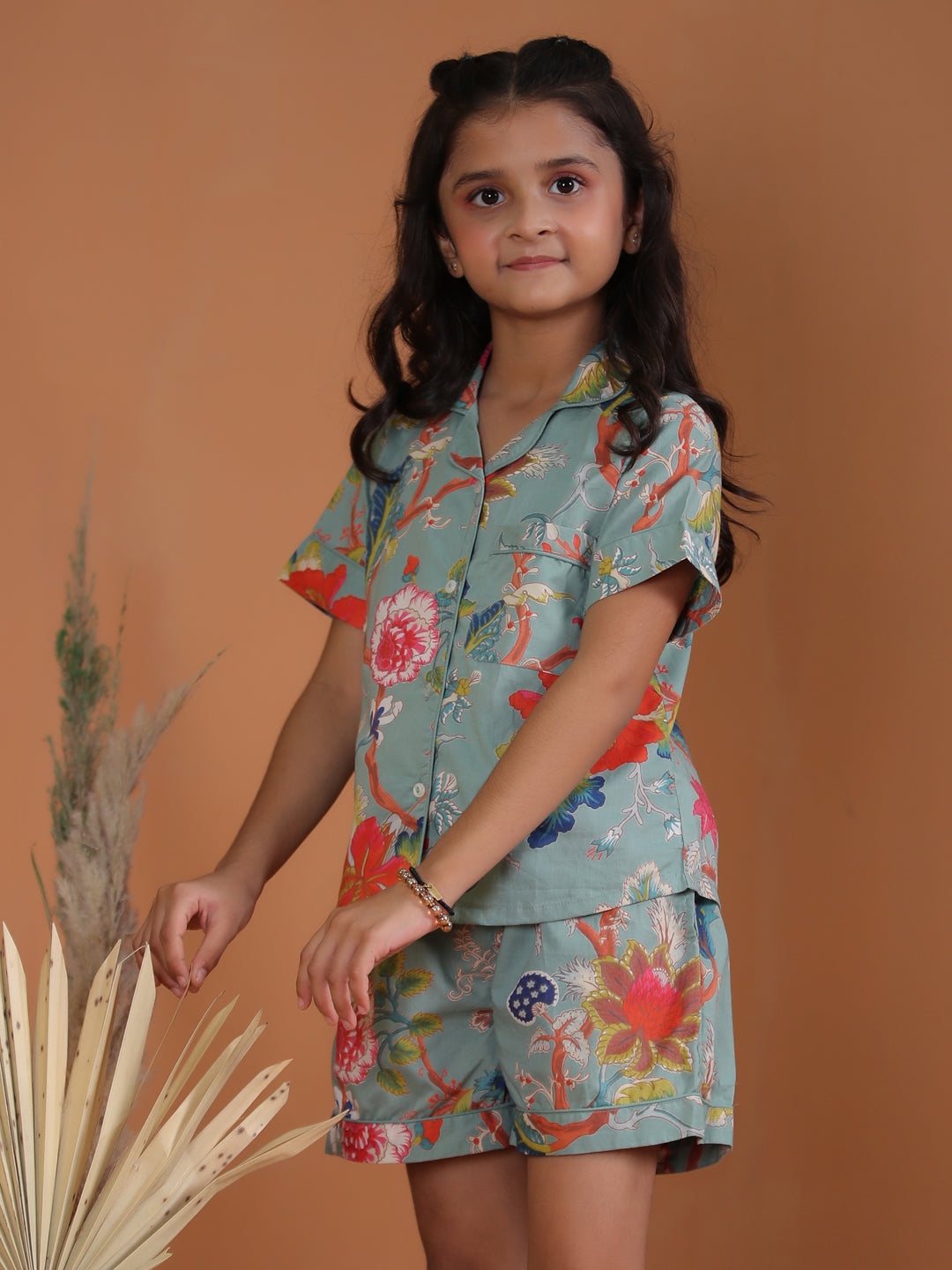 Flower Printed Kids Night Suit Set - SanskrutiHomes 