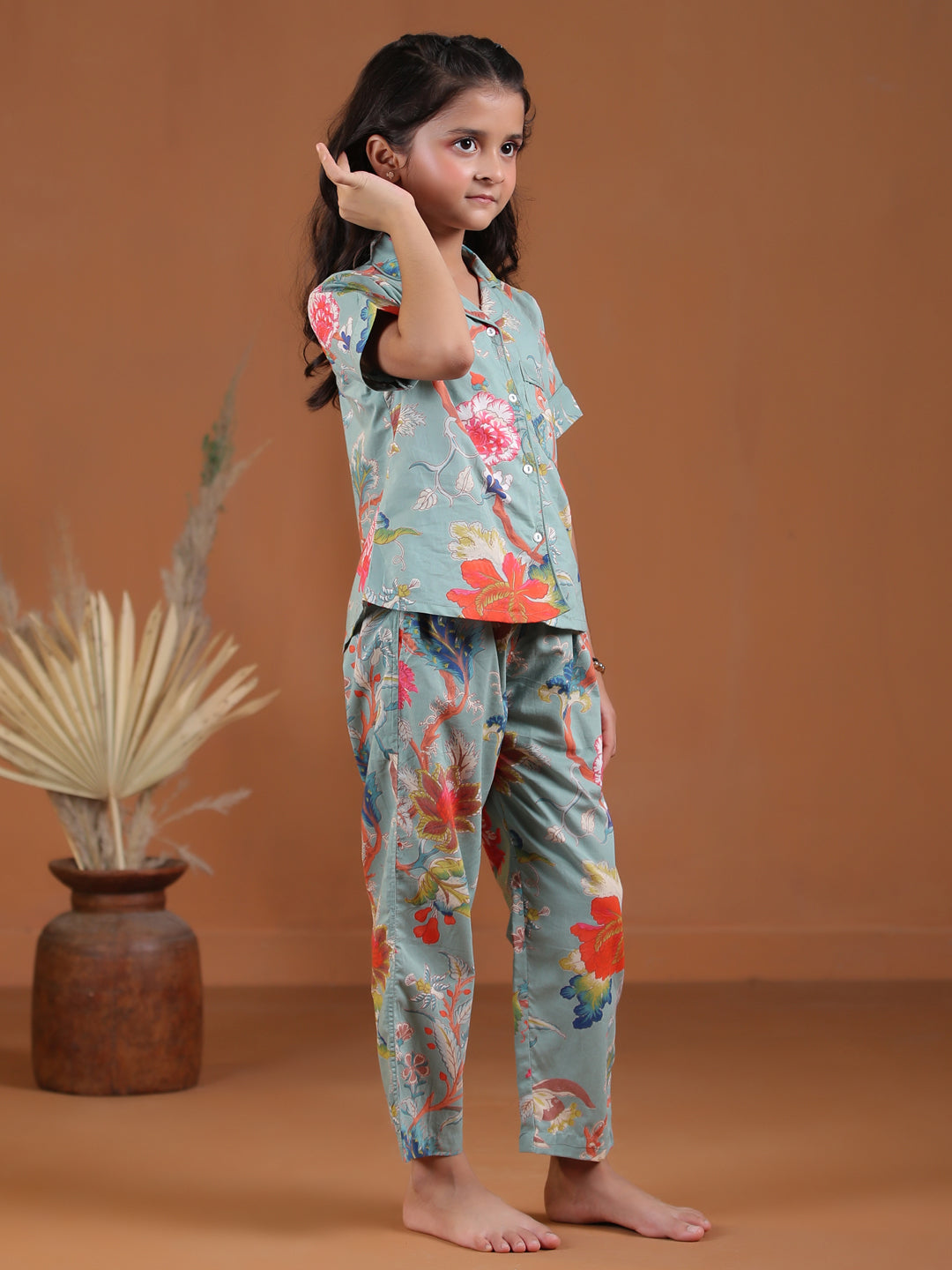 Flower Printed Night Suit Set for Kids - SanskrutiHomes 