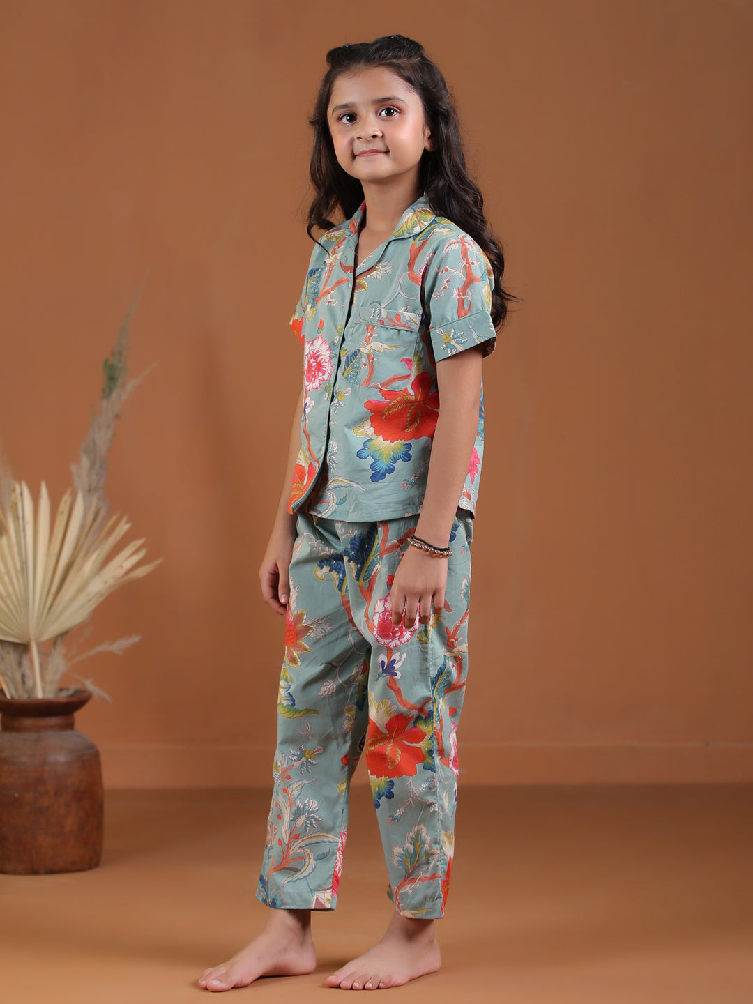 Flower Printed Night Suit Set for Kids