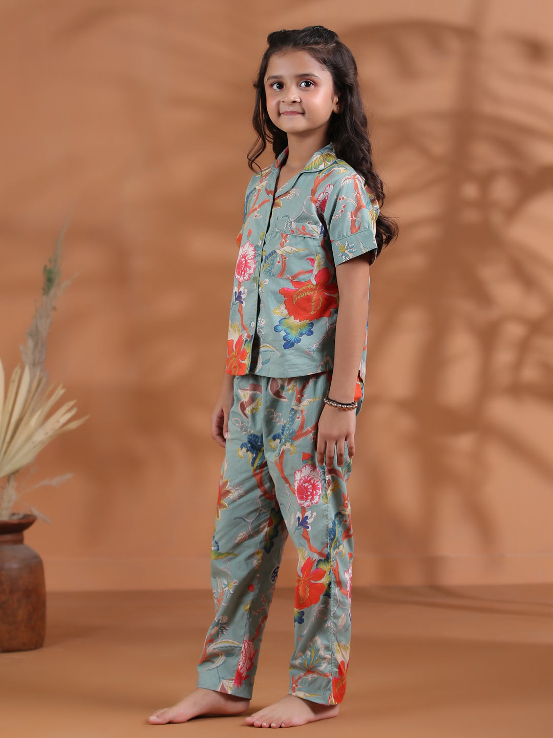Flower Printed Night Suit Set for Kids - SanskrutiHomes 