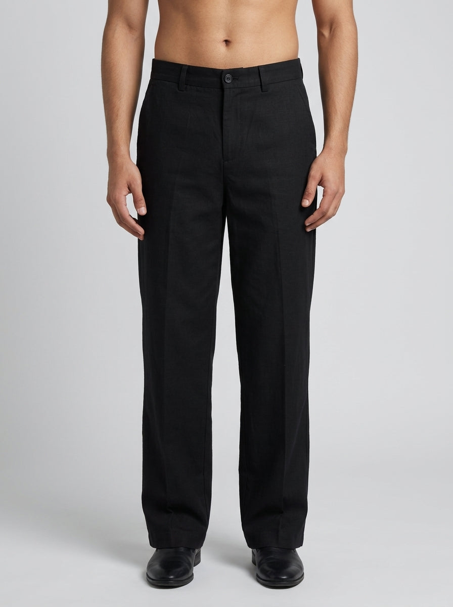 Black Modern Essential Men's Trousers