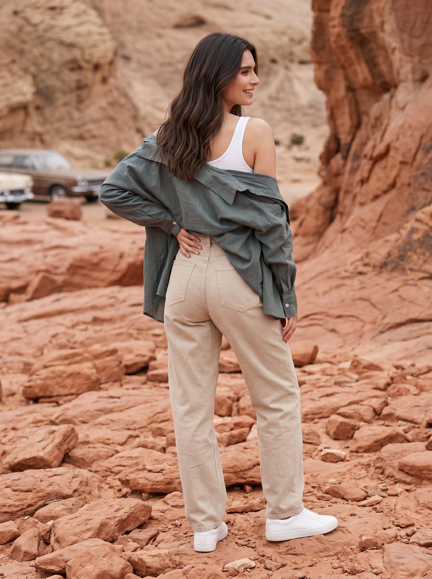 Green Solid Spread Collar Cotton Shirt For Women