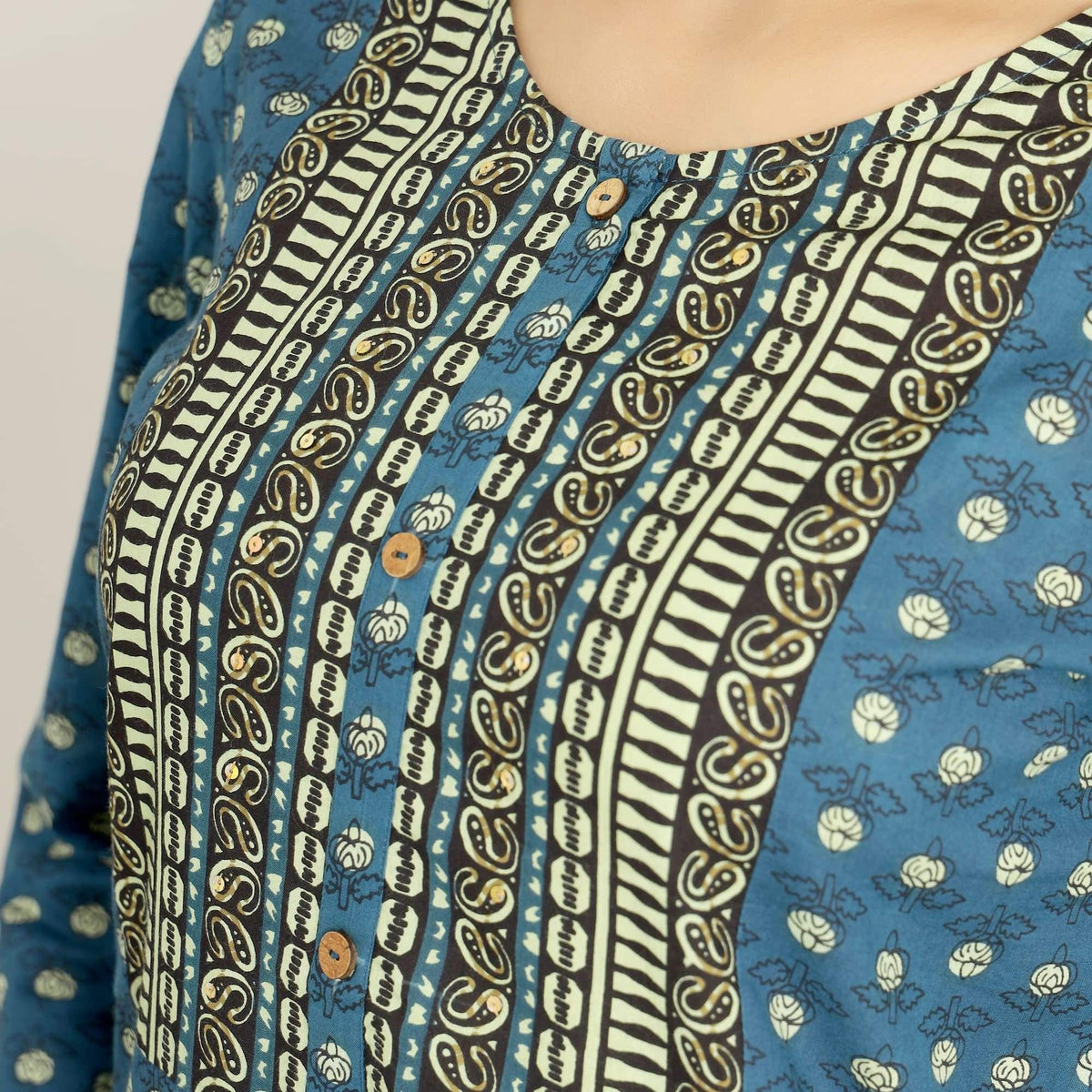 Rang Deep Women Blue Cotton Kurti