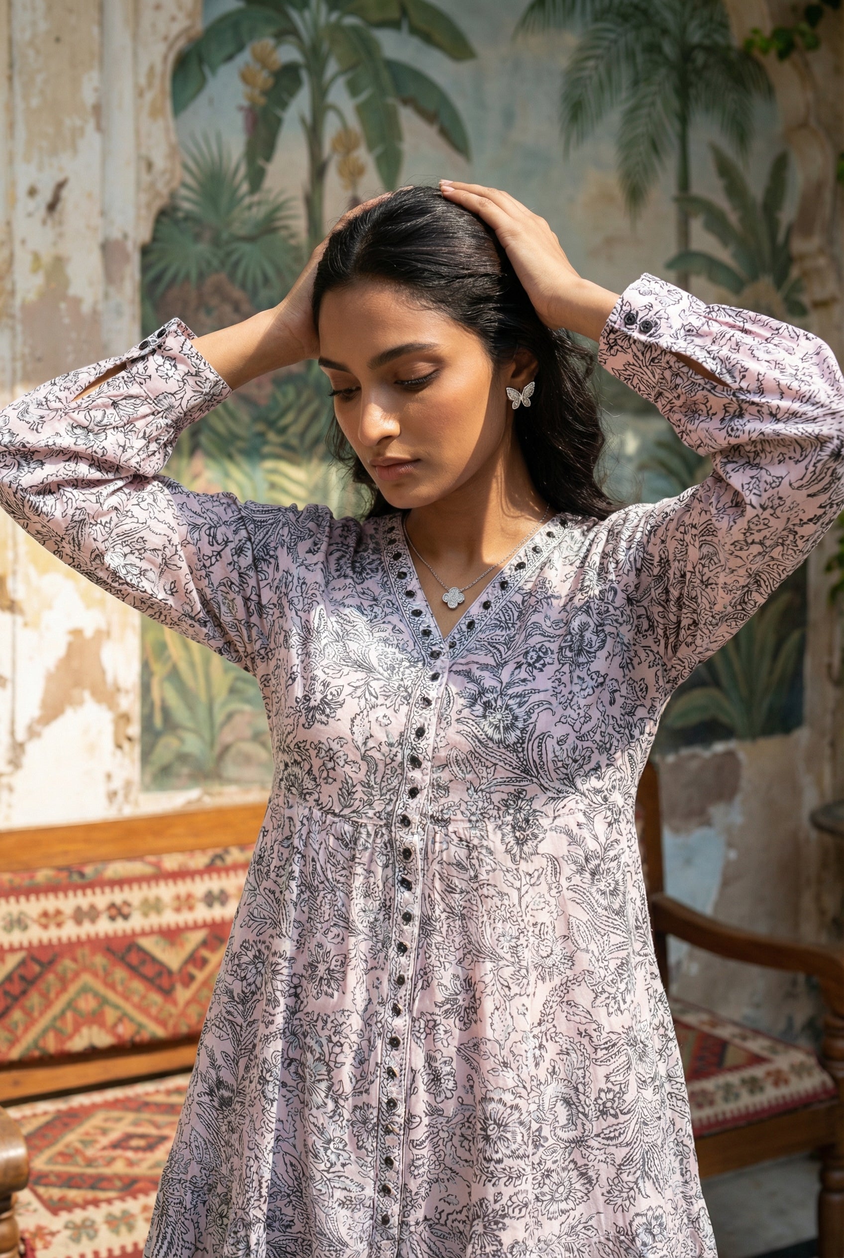 pure cotton dress women Buy Pink Ethnic Motif Print V-Neck Pure Cotton Dress For Women Online @  Best Price