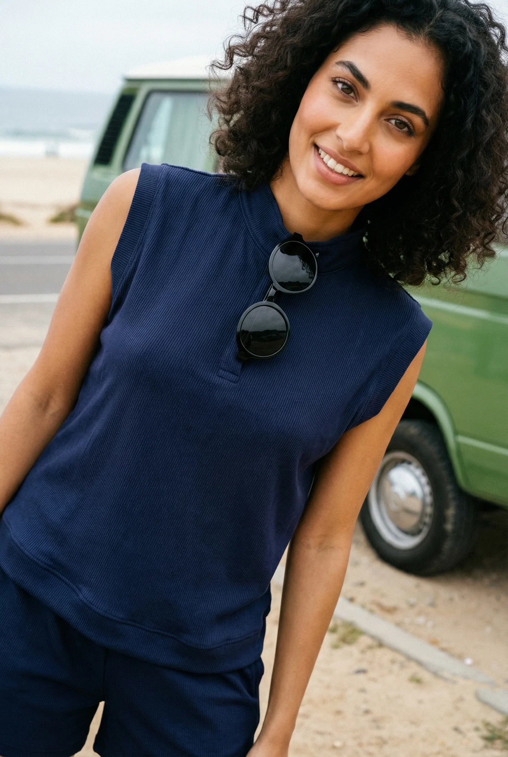 Blue Solid Print Round Neck Lycra Night Suit Set for Women - SanskrutiHomes 