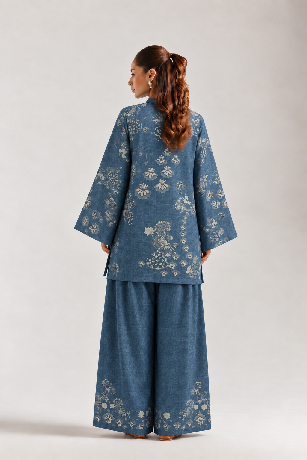 Indigo Paisley Garden Farshi Salwar Co-ord Set for Women