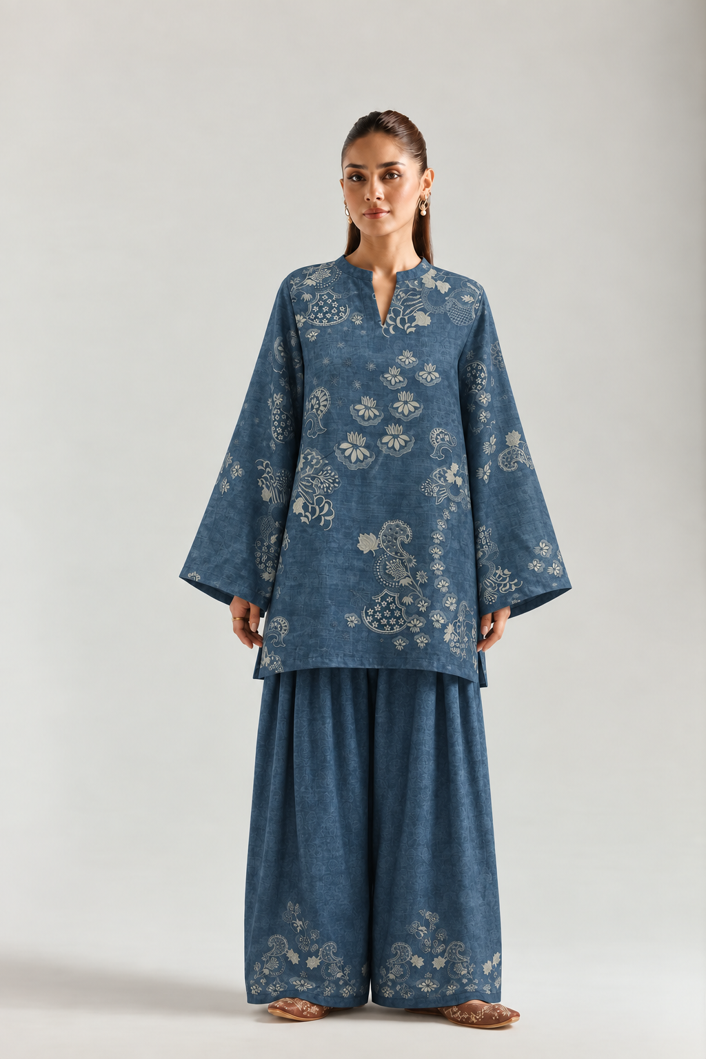 Indigo Paisley Garden Farsi Salwar Co-ord Set for Women