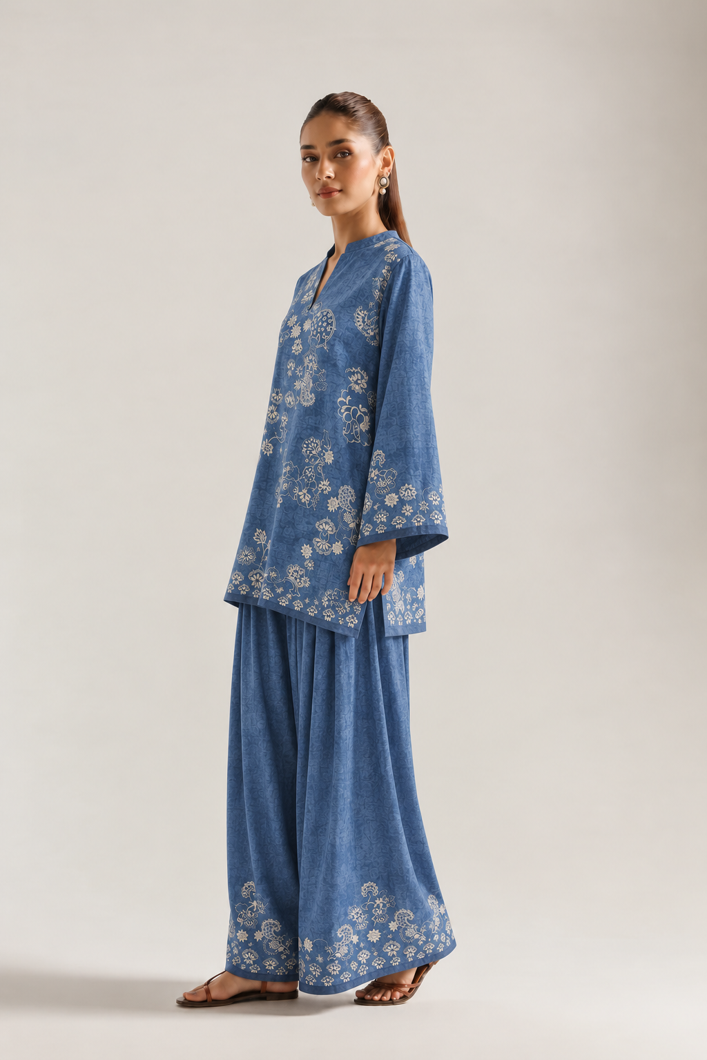 Indigo Paisley Garden Farsi Salwar Co-ord Set for Women