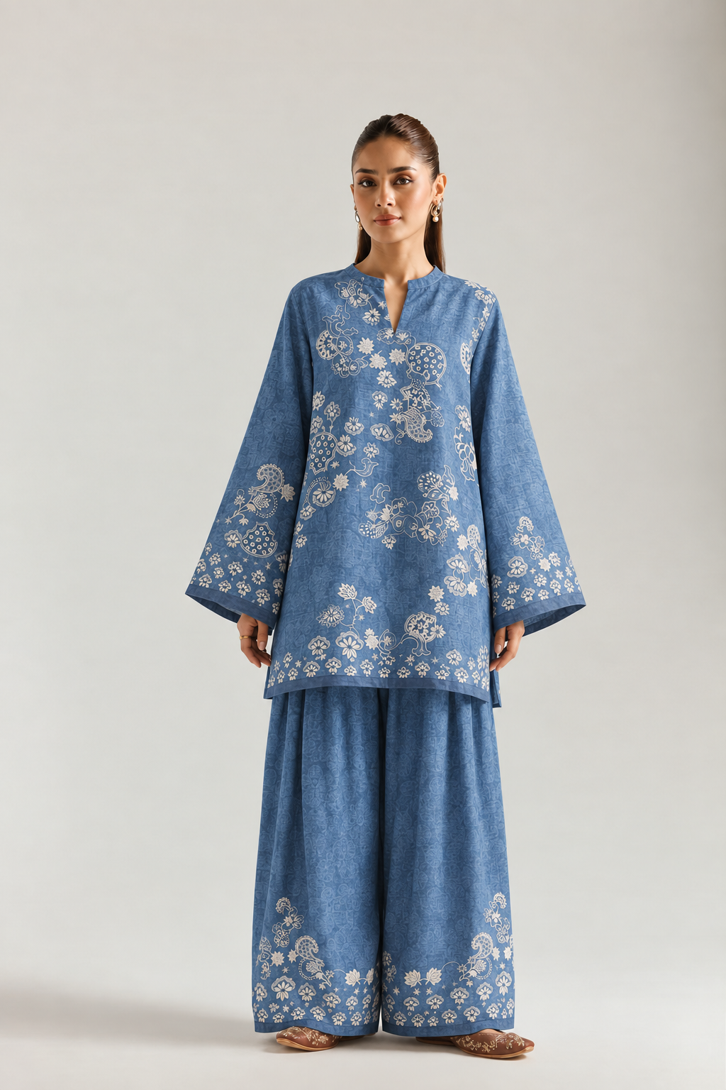Indigo Paisley Garden Farsi Salwar Co-ord Set for Women