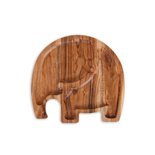Acacia Wood Elephant-Shaped Serving Tray