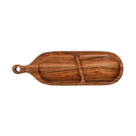 Acacia Wood Divided Paddle Serving Tray