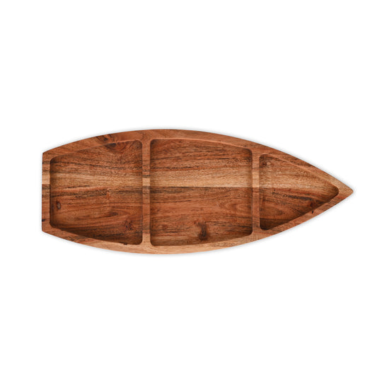 Acacia Wood Surfboard-Shaped Divided Platter