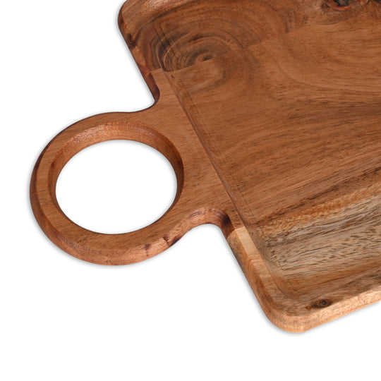 Acacia Wood Serving Board with Cup Holder and Handle