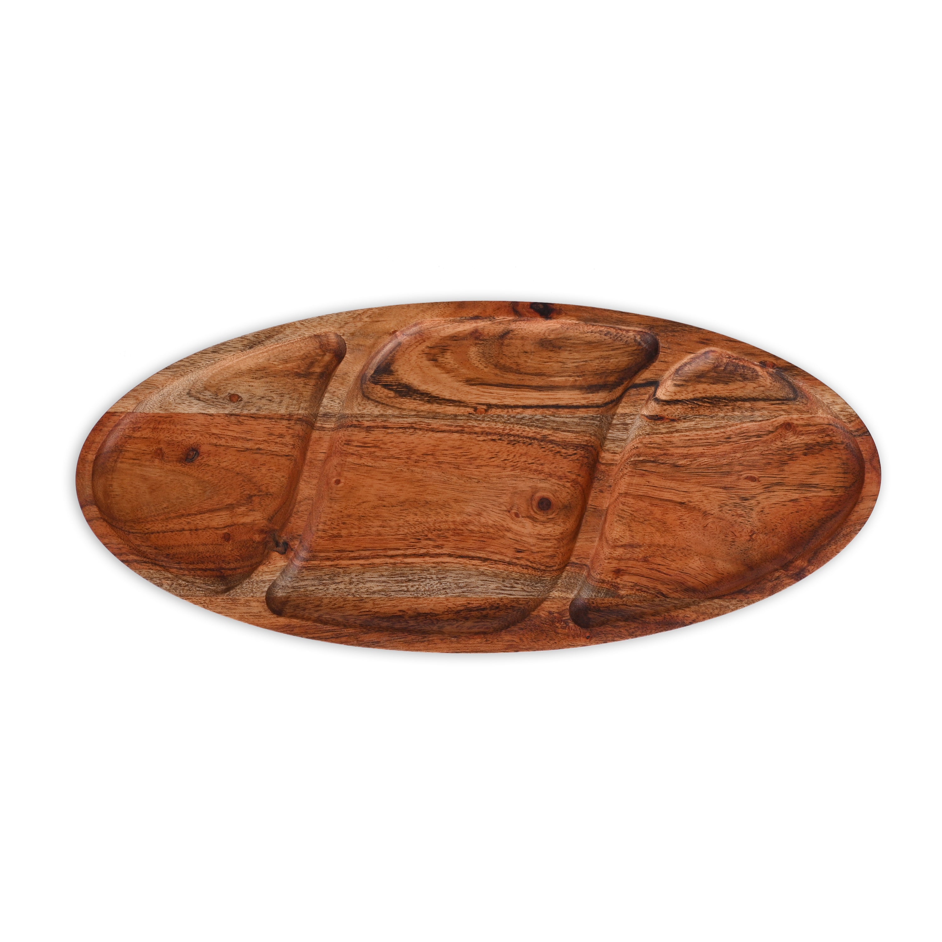 Acacia Wood Oval Divided Serving Tray