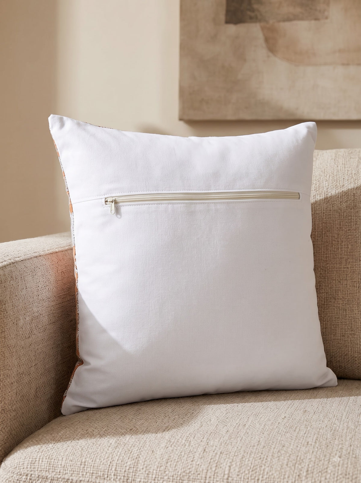 Off White Floral Textured Cotton Square Cushion Cover For Elegant Home Decor