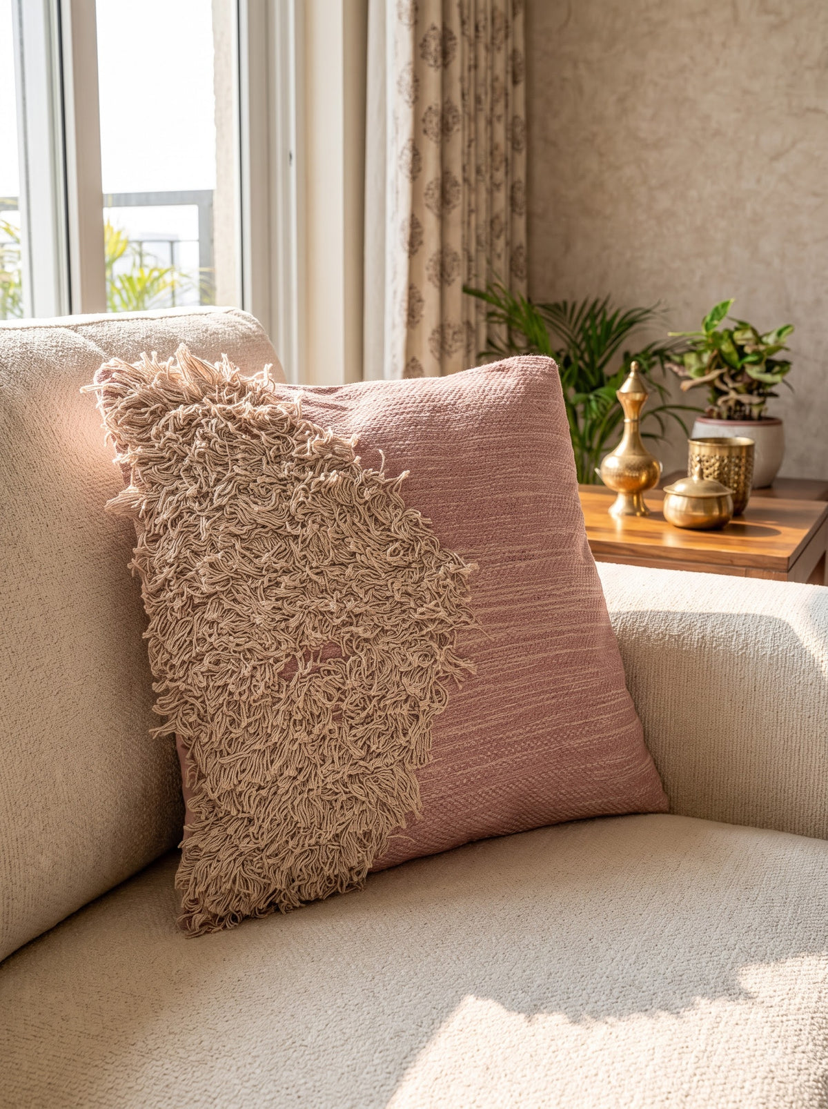 Pink Embroidered Cotton Square Elegant & Charming Home Decor