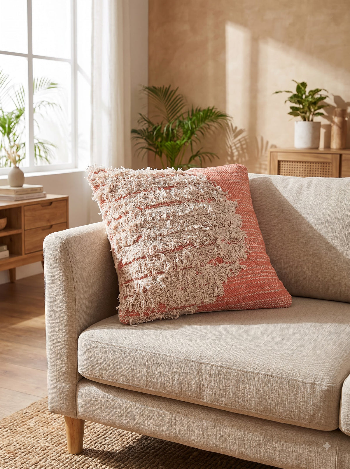 Orange Embroidered Cotton Square Elegant Home Decor Cushion Cover