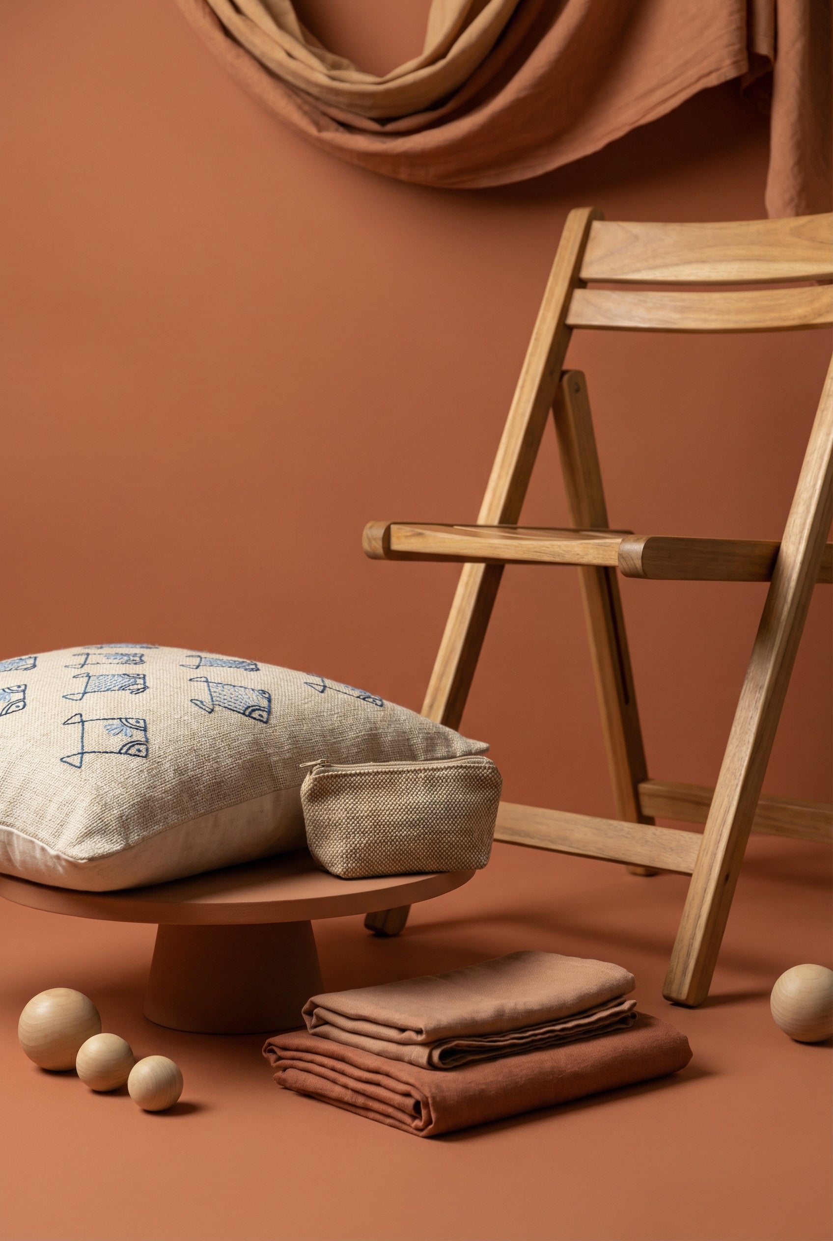 White Squared Abstract Print Cotton Cushion Cover