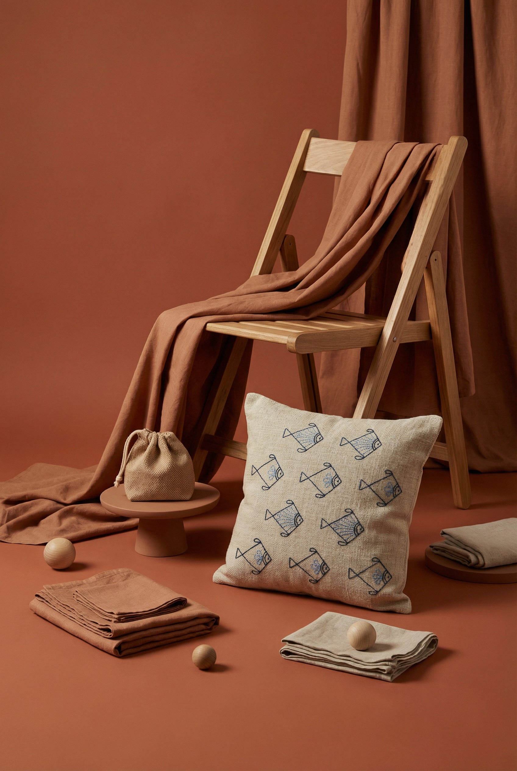 White Squared Abstract Print Cotton Cushion Cover