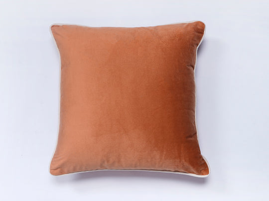 Peach Solid Print Velvet Cushion Cover