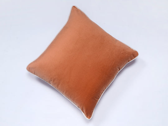 Peach Solid Print Velvet Cushion Cover