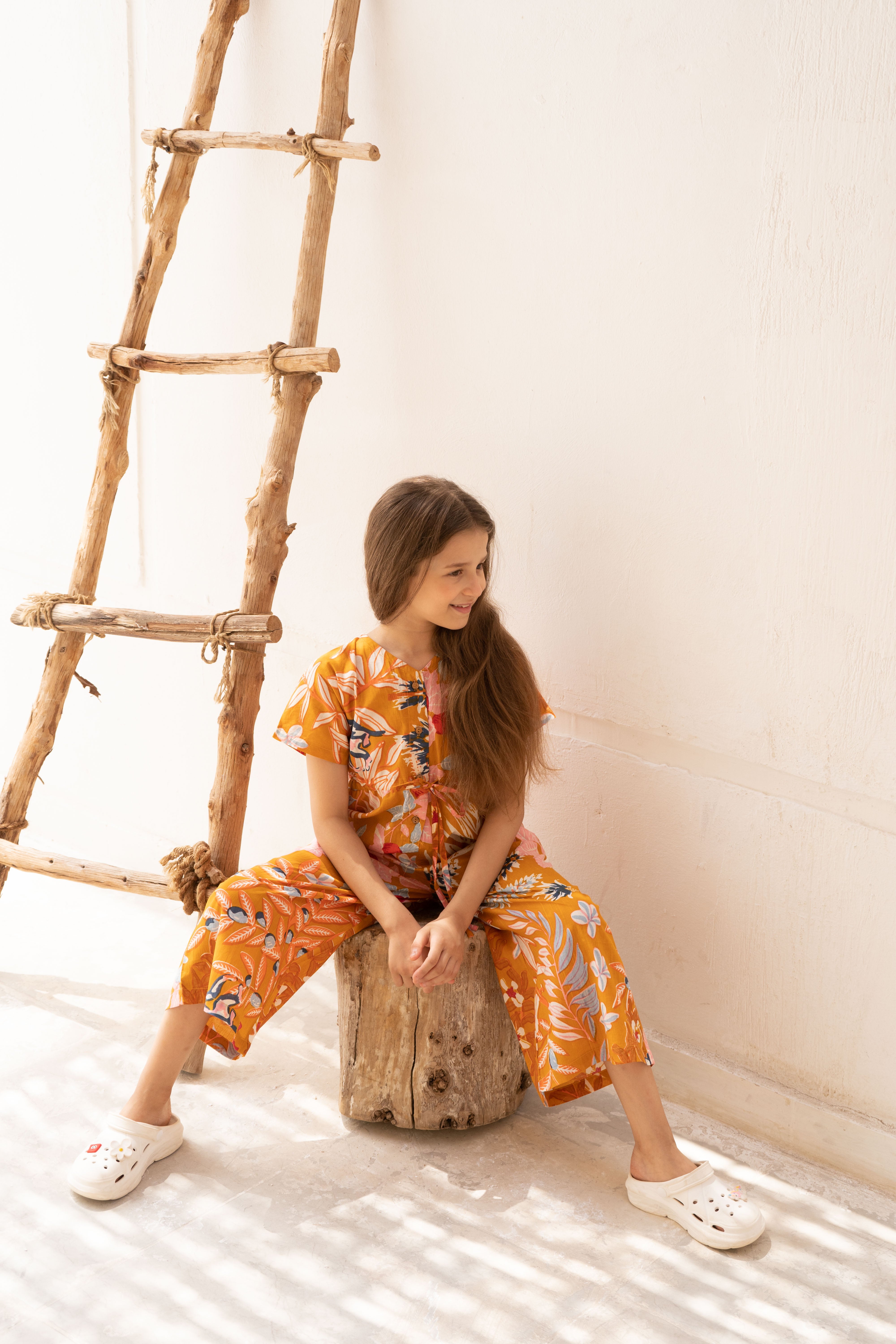 Flower Printed Kids Jump Suit