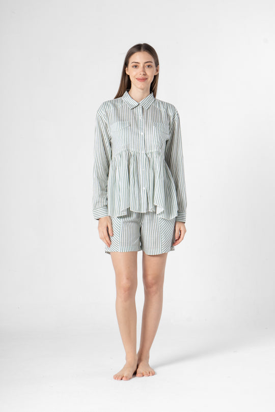 Cotton Strips Printed Co-ords Set with Shorts