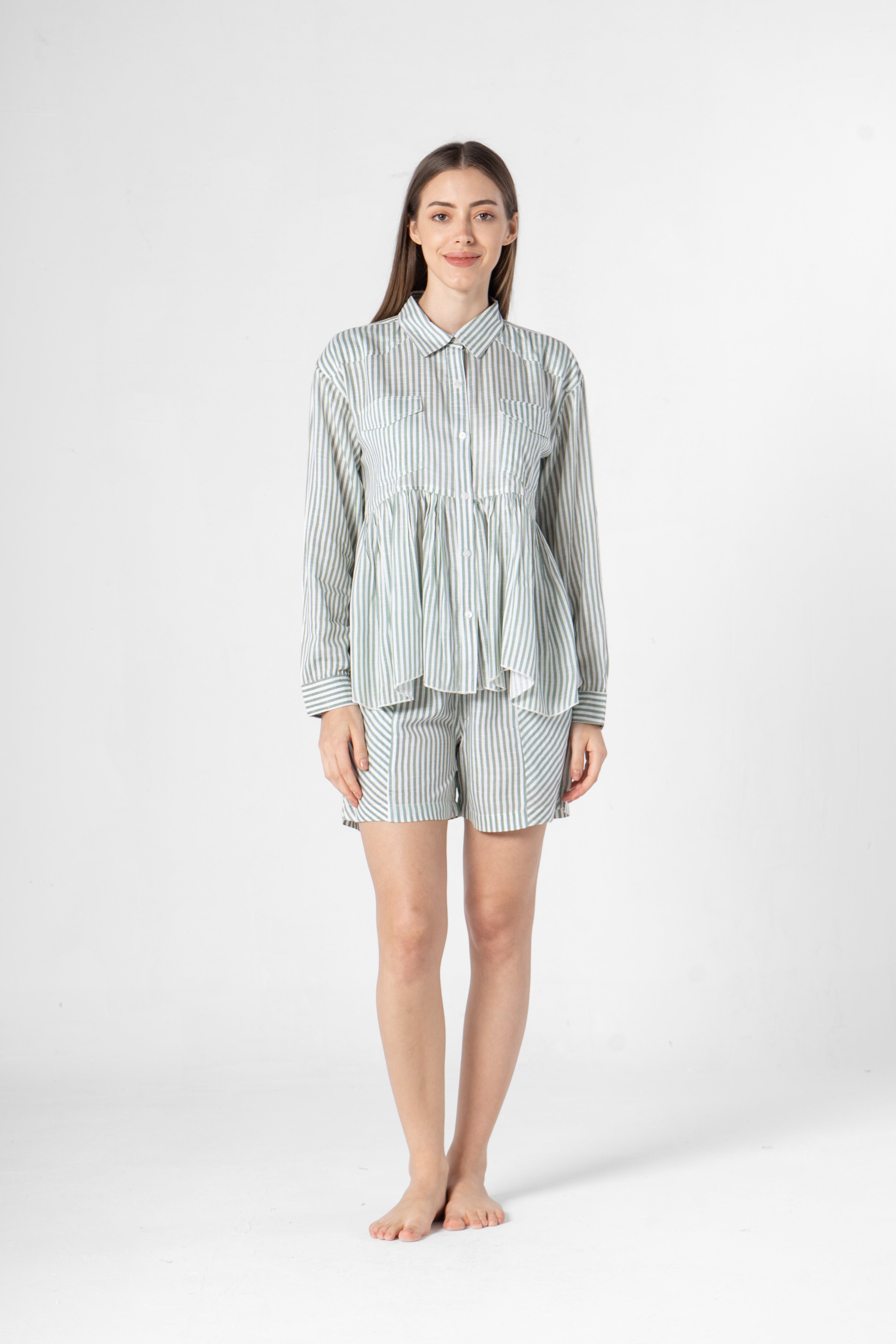 Cotton Strips Printed Co-ords Set with Shorts - SanskrutiHomes 