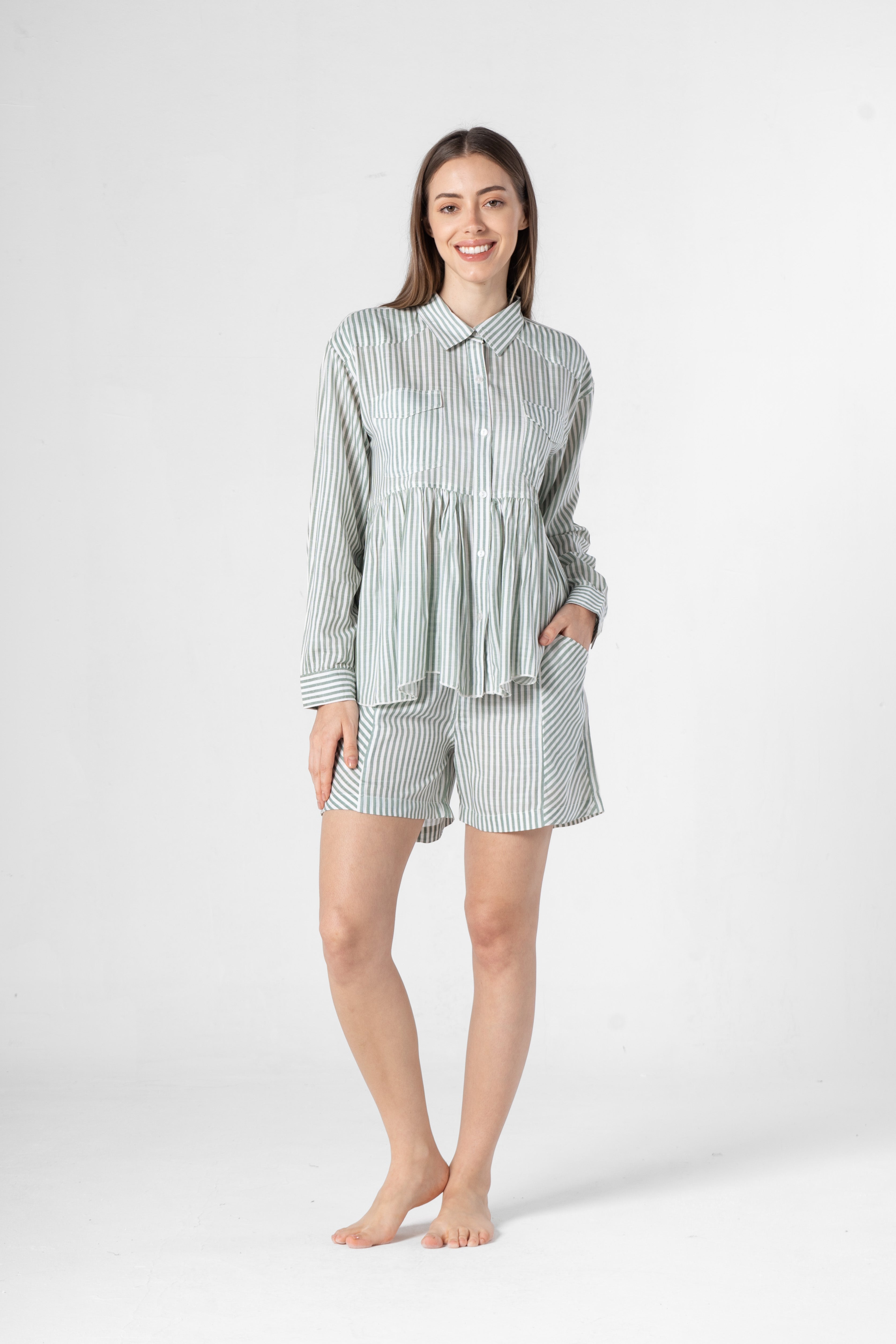 Cotton Strips Printed Co-ords Set with Shorts
