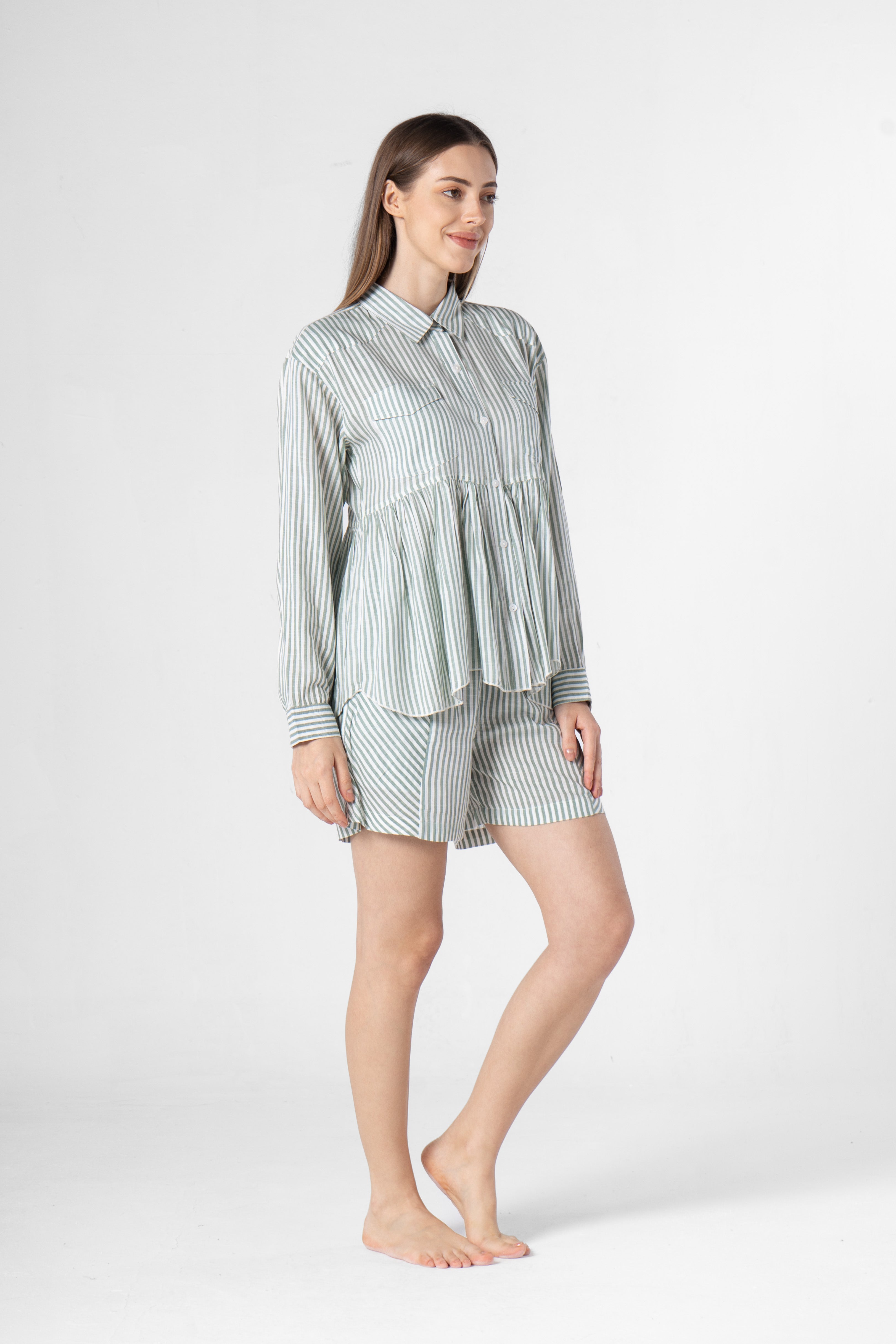 Cotton Strips Printed Co-ords Set with Shorts